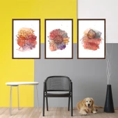 Bohem Tarz ev ve ofis dekoru,hediyelik Çerçeveli 3'lu Dekoratif Tablo 90 - 3