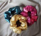 Saten Lastik Toka Hand Made Renkli 3'lü Toka Seti gold-mavi-desenli pembe - 1