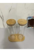 Cam Yağlık Sirkelik Bambu Tepsili Kulpsuz 400 ML - 1