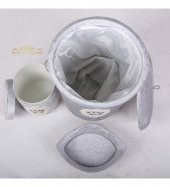 Bonny Home Shems Gri 3lü Kadife Çeyizlik Dantelli Banyo Kirli Çamaşır Sepeti Seti - 2