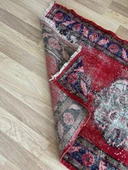 88x336 cm Antika Yolluk, Vintage Uzun Koridor Halısı, Kırmızı El Dokuma Anadolu Yolluk - 8