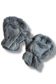 Mars Baby Kız Erkek Çocuk Parmaksız Patili Gri Peluş Eldiven - 1