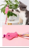 Periboia Interaktif Kedi Tüy Oyuncak Değnek Oyuncak Teaser Sevimli Balık Çıngıraklı Oyun Kovalamaca Egzersizi - 5