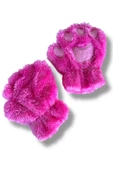 Mars Baby Kız Çocuk Parmaksız Patili Pembe Fuşya Peluş Eldiven - 2