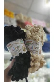 Alize ALİZE PUFFY 1060 SİYAH-310 BEJ  EL ÖRGÜ İPLİĞİ - 2