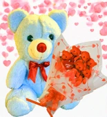 Sevimli 35 cm Peluş Ayı ile Premium Yumoş Kırmızı Peluş Ayıcık Buketi - 8