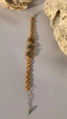 Gold Yeşil ve Hologram Renkli Yıldız Desenli Miyoki Boncuk Bileklik El Yapımı Hediyelik - 4