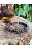 Trendcüzdan OBSİDYEN BİLEKLİK ÇELİK ÖRGÜ EL YAPIMI HAND MADE - 1