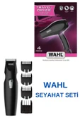 3402-0470 Seyahat Tipi Mini Saç Kurutma Makinesi + Wahl Pilli Sakal Kesme Ve Makinesi 05606-508 - 1