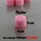 Baton Mum Mini 6'lı Pembe Silindir Dekoratif Mumu Kandil Hediyelik Fitilli Mumlar Şamdan Kokusuz - 3