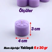 Baton Mum Mini 6'lı Mor Renk Silindir Dekoratif Mumu Kandil Hediyelik Fitilli Mumlar Şamdan Kokusuz - 4