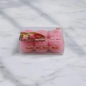 Baton Mum Mini 6'lı Pembe Silindir Dekoratif Mumu Kandil Hediyelik Fitilli Mumlar Şamdan Kokusuz - 4