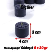 Baton Mum Mini 6'lı Siyah Silindir Dekoratif Mumu Kandil Hediyelik Fitilli Mumlar Şamdan Kokusuz - 4