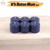 Baton Mum Mini 6'lı Siyah Silindir Dekoratif Mumu Kandil Hediyelik Fitilli Mumlar Şamdan Kokusuz - 1