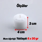 Baton Mum Mini 6'lı Beyaz Silindir Dekoratif Mumu Kandil Hediyelik Fitilli Mumlar Şamdan Kokusuz - 4