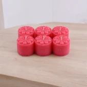 Baton Mum Mini 6'lı Kırmızı Silindir Dekoratif Mumu Kandil Hediyelik Fitilli Mumlar Şamdan Kokusuz - 3