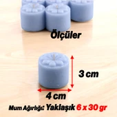 Baton Mum Mini 6'lı Mavi Silindir Dekoratif Mumu Kandil Hediyelik Fitilli Mumlar Şamdan Kokusuz - 5