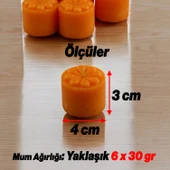 Baton Mum Mini 6'lı Turuncu Silindir Dekoratif Mumu Kandil Hediyelik Fitilli Mumlar Şamdan Kokusuz - 4