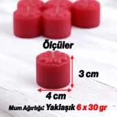 Baton Mum Mini 6'lı Kırmızı Silindir Dekoratif Mumu Kandil Hediyelik Fitilli Mumlar Şamdan Kokusuz - 4
