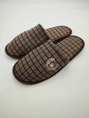 Kahve Renk Kare Desenli Erkek Ev Terlik - 2