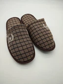 Kahve Renk Kare Desenli Erkek Ev Terlik - 7