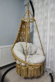 WOODSHUT Makrome Salıncak Minderli - %100 El Işçiliği - MİS38221B - 1