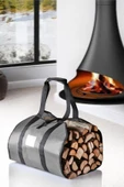 WOODSHUT Şömine Odun Taşıma Çantası Suya Dayanıklı Büyük Hacimli - GRİ - 1