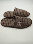 Kahve Renk Kare Desenli Erkek Ev Terlik - 4