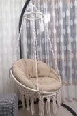WOODSHUT Tek Kişilik Makrome El Örgüsü Salıncak Krem - 3