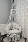 WOODSHUT Makrome Salıncak Minderli (KREM)- %100 El Işçiliği - Mis38002k - 2