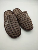 Kahve Renk Kare Desenli Erkek Ev Terlik - 3