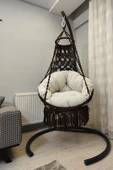 WOODSHUT Tek Kişilik Makrome El Örgüsü Salıncak (KAHVERENGİ) MİS38001 - 1