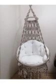 WOODSHUT Tek Kişilik Makrome El Örgüsü Salıncak (BEJ) - 1