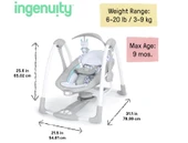 Ingenuity ConvertMe 2'si 1 Arada Kompakt Taşınabilir Bebek Salıncağı ve Bebek Koltuğu, Akülü Titreşimler, Otomatik Sallanma, Doğa Sesleri - 9 kg'a kadar - 3