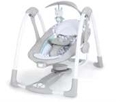 Ingenuity ConvertMe 2'si 1 Arada Kompakt Taşınabilir Bebek Salıncağı ve Bebek Koltuğu, Akülü Titreşimler, Otomatik Sallanma, Doğa Sesleri - 9 kg'a kadar - 1