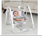 Ingenuity ConvertMe 2'si 1 Arada Kompakt Taşınabilir Bebek Salıncağı ve Bebek Koltuğu, Akülü Titreşimler, Otomatik Sallanma, Doğa Sesleri - 9 kg'a kadar - 6