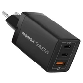 Momax OnePlug 67W 3-Portlu Gan Duvar Şarj Cihazı Adaptör Siyah - 1