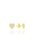 Gümüş altın yaldızlı zirkon taşlı kalp küpe SGTL12709GOLD - 1
