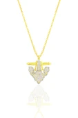 Gümüş altın yaldızlı zirkon taşlı fleur de lis (Zambak) kolye SGTL12679GOLD - 1