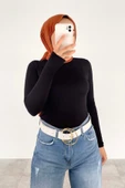 Yarım Balıkçı Yaka Düz Renk Body Siyah - 3