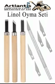 Linol Oyma Seti ve Kretuar Seti 9 Parça 1 Paket Linol Oyma Kesme Bıçak Seti Bıçaklı Linolyum Baskı Ahşap Saplı thumbnail 1