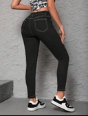 Kadın Yüksek Bel önden Düğmeli Dar Kesim Kot Pantolon - 9