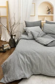 Tek Kişilik 160 x 220 cm Ranforce Nevresim Takımı - Brendon Gri - 1