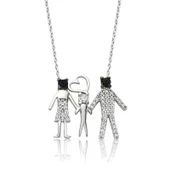 Gümüş Mutlu Aile Bayan Kolye - 1