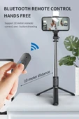 Işıklı Selfie Stick 360 Derece Bluetooth Kumandalı Selfie Çubuğu Fill Light Tripod Q02S - 5