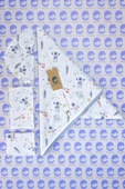 2 Katlı Mavi Robot Desenli %100 Pamuklu Müslin Ve Pike Kumaş 5'li Bebek Seti, - 3