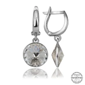 Swarovski Crystal Taşlı Gümüş Beyaz Sallantılı Kadın Küpe - 1