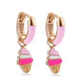 Gümüş Rose Renkli Dondurma Sallantlı Çocuk Küpe - 1