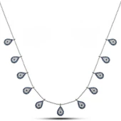 Gümüş Damla Nazarlı Şans Kadın Kolye - 1