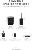 Okyanus Home DMD-02(467-1-S) Diamond Siyah Kromlu Click Kapak 5'li Banyo Seti OKY-1303 - 5
